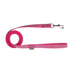 Laisse gomme avec poignée - 2 m x 20 mm FUSCHIA