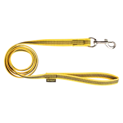 Laisse gomme avec poignée 1.50 m x 20 mm JAUNE