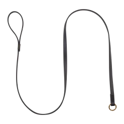 Laisse lasso Biothane noire 1.50 m x 16 mm - anneau laiton
