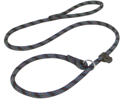 Laisse lasso courde 160 cm x 10 mm, noir / turquoise
