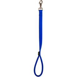Laisse nylon double poignée rembourée, 0.60 cm x 25 mm, bleu