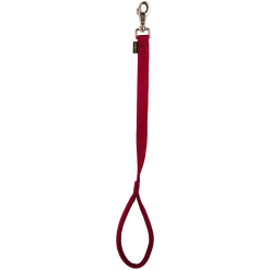 Laisse nylon double poignée rembourée, 0.60 cm x 25 mm, bordeaux