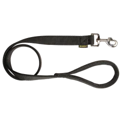 Laisse nylon double poignée rembourée, 1 m x 25 mm, noir