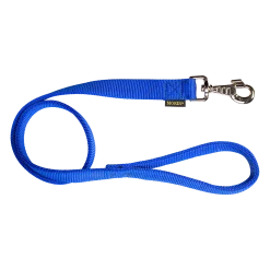 Laisse nylon double poignée rembourée, 1 m x 25 mm, bleu