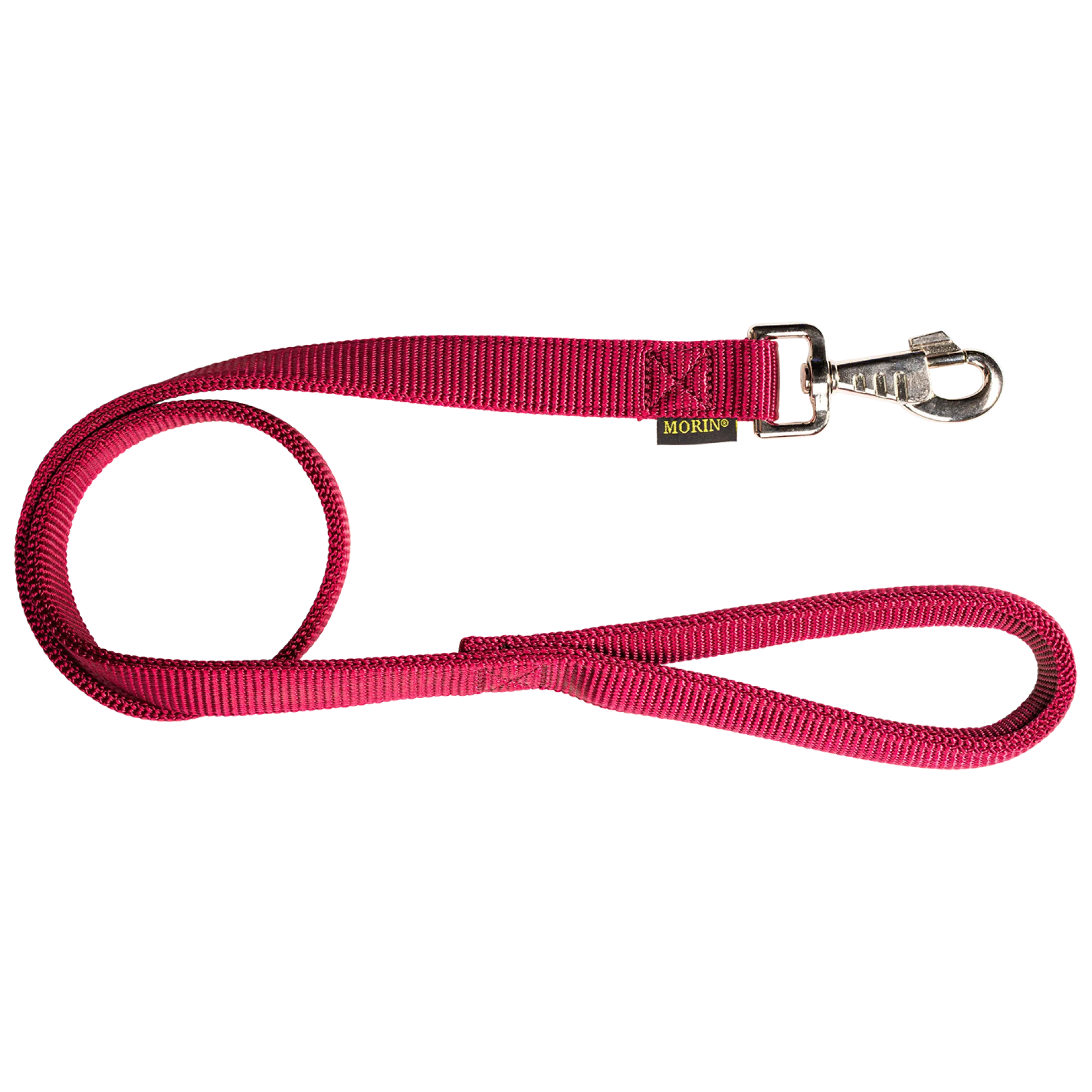 Laisse nylon double poignée rembourée, 1 m x 25 mm, bordeaux