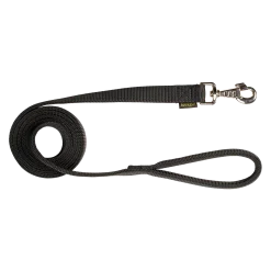 Laisse nylon double poignée rembourée, 2 m x 25 mm, noir