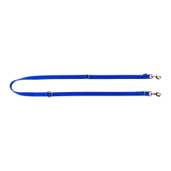 Laisse nylon double, 3 positions, bleu