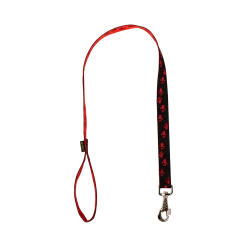 Laisse nylon 1 m x 25 mm, pattes rouge / noir