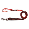 Laisse nylon 2 m x 25 mm, pattes rouge / noir