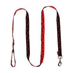 Laisse nylon 2 m x 25 mm, pattes rouge / noir
