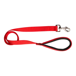 Laisse nylon 1.10 m x 25 mm, poignée rembourée, rouge
