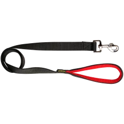 Laisse nylon 1.10 m x 25 mm, poignée rembourée, noir