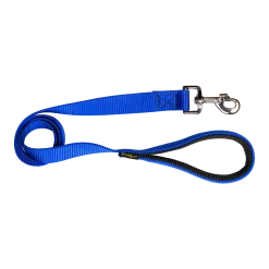 Laisse nylon 1.10 m x 25 mm, poignée rembourée, bleu