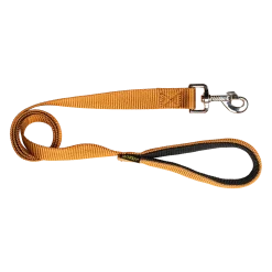 Laisse nylon 1.10 m x 25 mm, poignée rembourée, gold