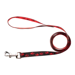 Laisse nylon 1.50 x 20 mm, pattes rouge / noir