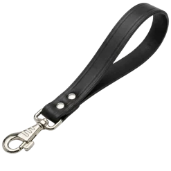 Laisse poignée cuir 30 cm x 25 mm - noir