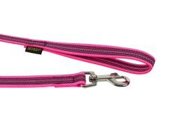 Laisse REFLE gomme avec poignée - 1 m x 20 mm - ROSE