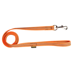 Laisse REFLE GOMME avec poignée 1.50 m x 20 mm - Orange