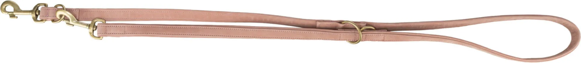 Laisse réglable Pure, cuir, S–M: 2 m,15 mm, rose