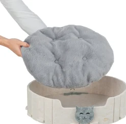Lit, Emelie, feutre, ovale 50 × 42 cm, sable/gris