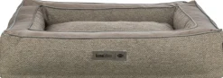 Lit Liano, tissu tissé/velours, angulaire 100 × 80 cm, sable