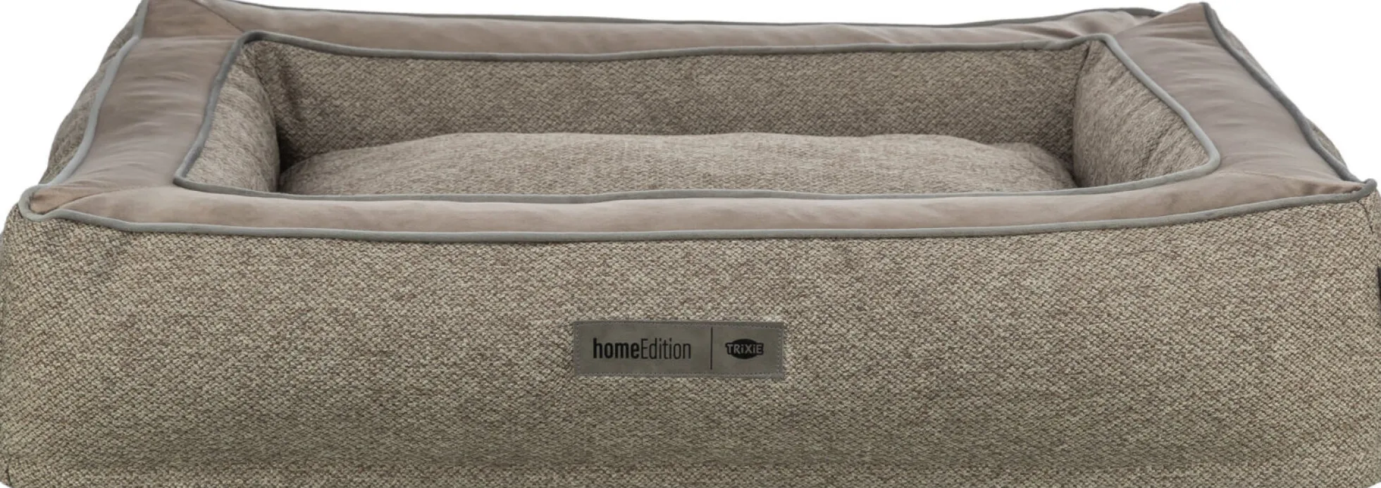 Lit Liano, tissu tissé/velours, angulaire 60 × 50 cm, taupe