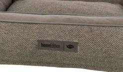 Lit Liano, tissu tissé/velours, angulaire 100 × 80 cm, taupe
