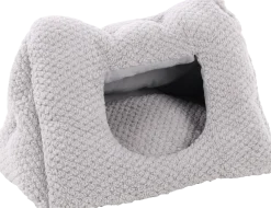 Lit rectangulaire pour chat et petits chiens en peluche gris, 50 x 35 x 34 cm