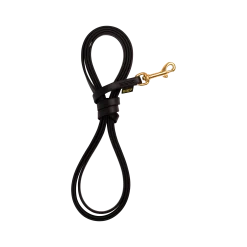 Longe Biothane noire 3 m x 12 mm - mousqueton laiton