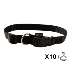 Lot de 10 colliers nylon réglable, boucle rapide, largeur 20 mm, noir