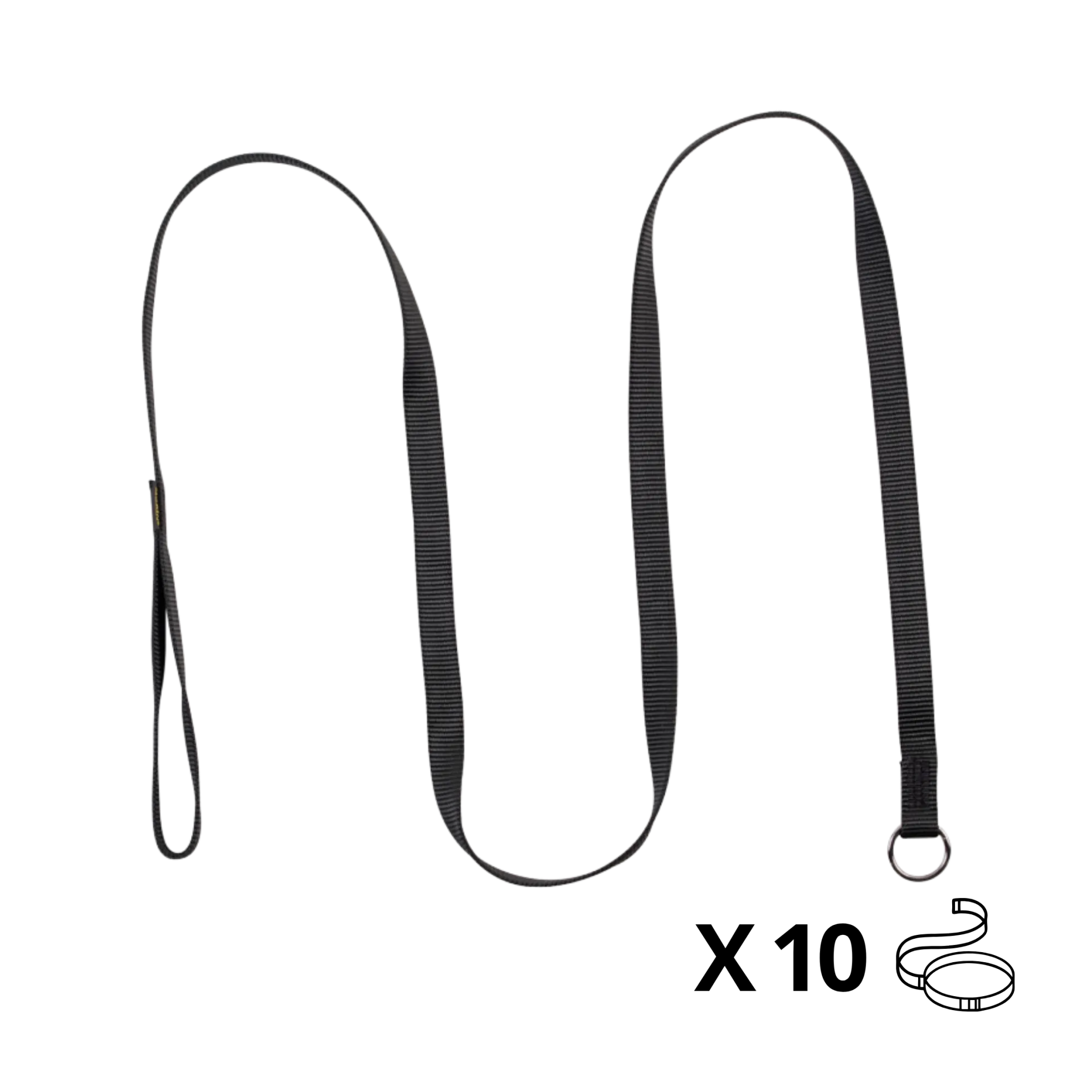Lot de 10 laisse lasso nylon 1.80 m x 20 mm, noir
