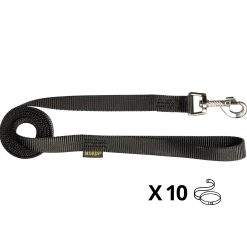 Lot de 10 laisses nylon 1.50 m x 20 mm, noir