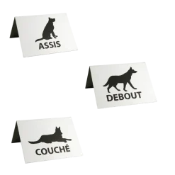 Lot de 3 panneaux de position au sol (assis, debout, couché), K9 jump