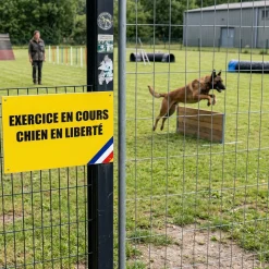 Panneau "Exercice en cours - chien en liberté"