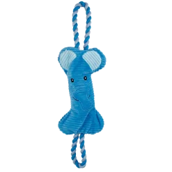 Peluche éléphant avec corde, un jouet deux en un pour chien