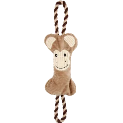 Peluche singe avec corde, un jouet deux en un pour chien