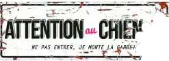 Plaque attention au chien - Blanc et rouge