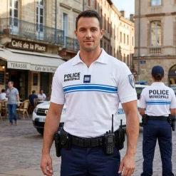 Polo Police Municipale PM One MC Blanc - XL