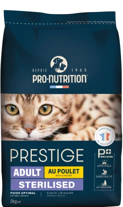 Pro-Nutrition Prestige chat stérilisé et/ou light au poulet, 2 kg