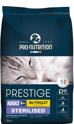 Pro-Nutrition Prestige chat stérilisé et/ou light 8+ au poulet, 2 kg
