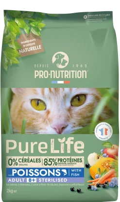 Pro-Nutrition Pure Life Chat Adulte Stérilisé 8+, 2 kg