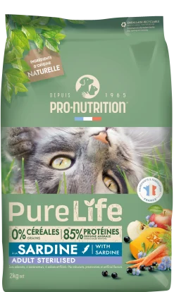 Pro-Nutrition Pure Life Chat Adulte Stérilisé Sardine, 2 kg