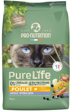 Pro-Nutrition Pure Life Chat Adulte Stérilisé Poulet, 8 kg