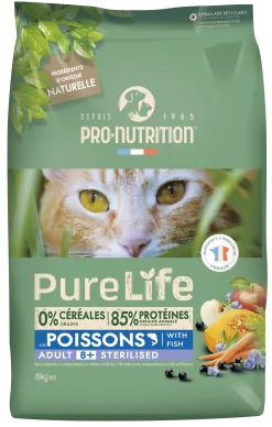 Pro-Nutrition Pure Life Chat Adulte Stérilisé 8+, 8 kg