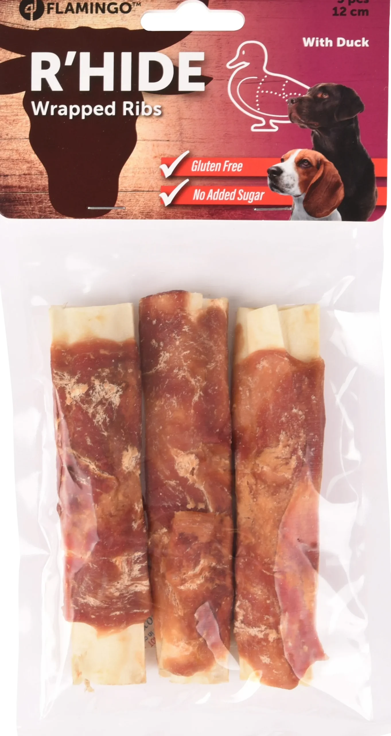 R hide canard wrapped ribs 12 cm, 3 pcs, 90 gr