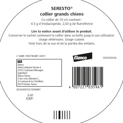 Seresto, collier anti parasitaire pour grand chien