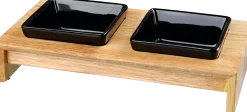 Set double gamelle céramique avec support bois