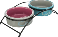 Set double gamelle céramique + support