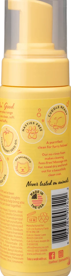 Spray mousse Felin' Good, shampoing sans rinçage LEMON BERRY, 200 ml - Pet Head