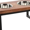 Support gamelles bois et cadre en métal, 2 x 2700 ml